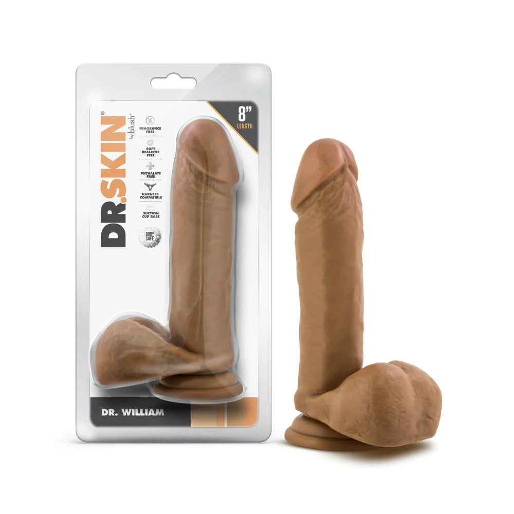 large glass thick dildo-Dr. Skin Dr. William 8 Inch Long Dildo - Caramel