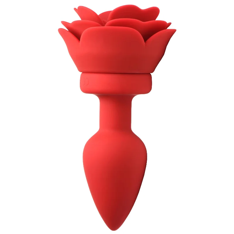 Anal toys for backdoor ease-28X Silicone Vibrating Rose Anal Plug with Remote