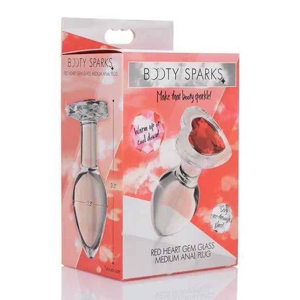 Anal toys usage advice-Booty Sparks Red Heart Gem Glass Anal Plug