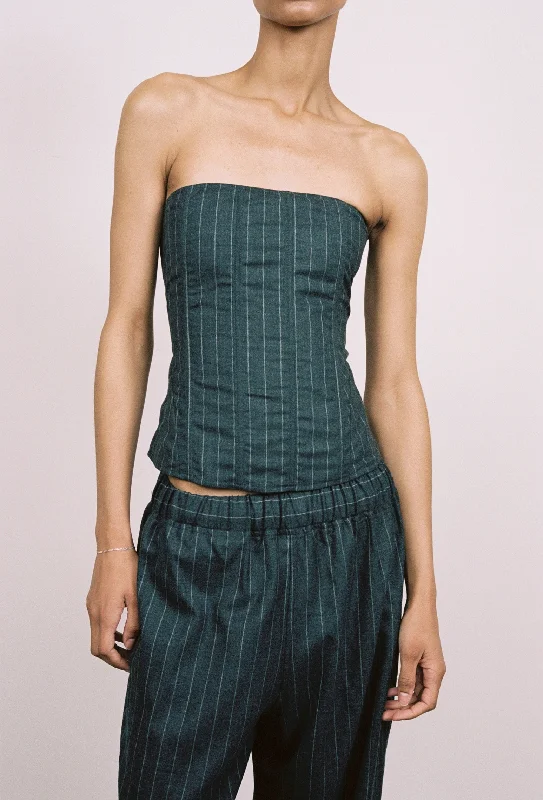 corset for sleek silhouette-LIBRA CORSET - PINSTRIPE WOOL