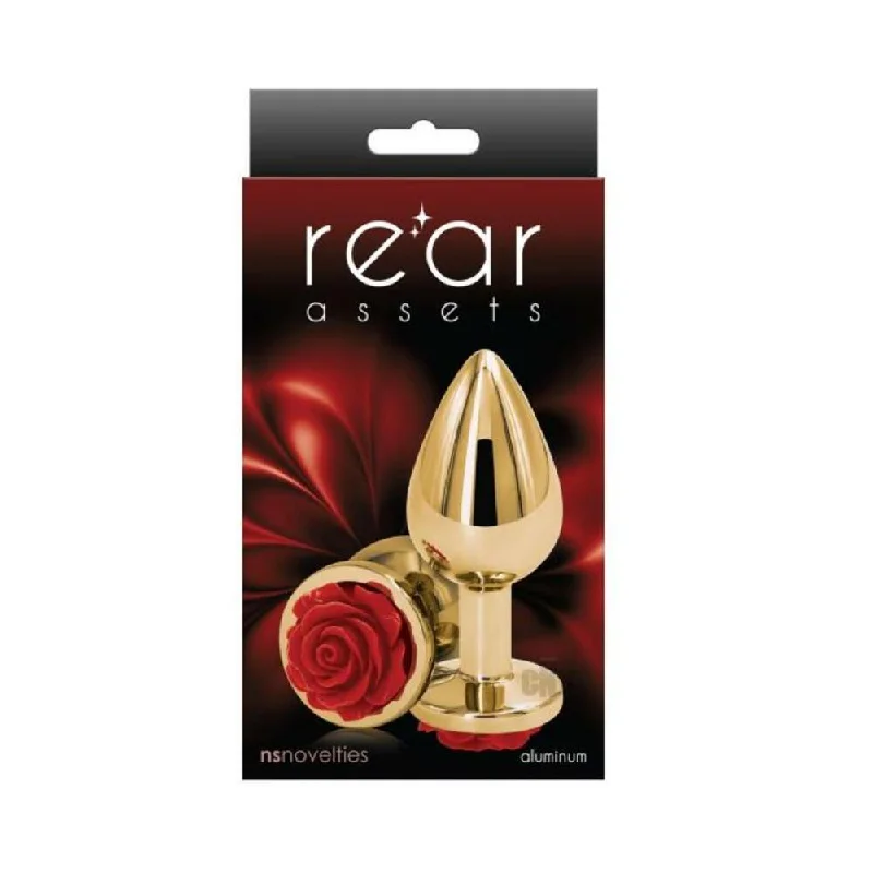 Anal toys with wet vibe-Rear Assets Rose Anal Plug - Medium - Red