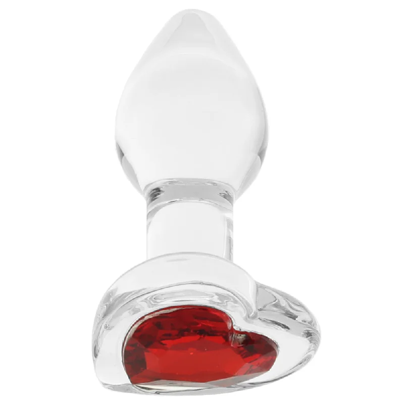 Anal toys with quiet joy-Booty Sparks Red Heart Gem Glass Anal Plug in Small