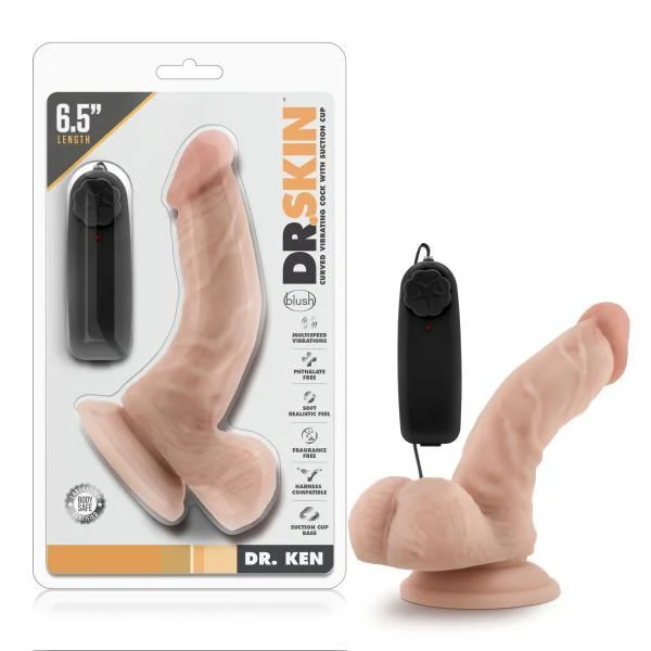 bumpy rubber orange dildo-Dr. Skin Dr. Ken 6.5in Vibrating Cock W- Suction Cup Vanilla