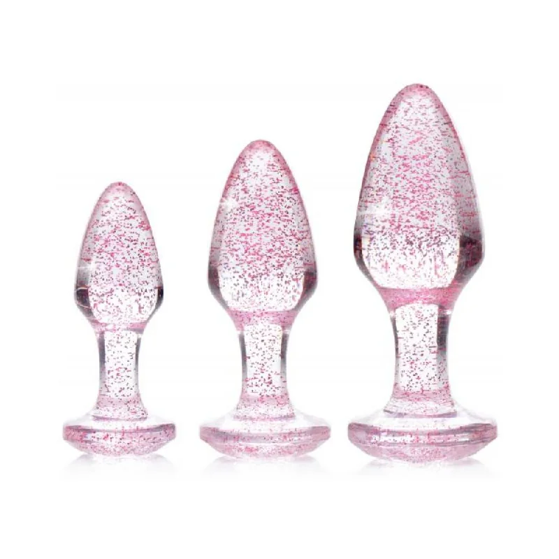 Anal toys with solid joy-Booty Sparks Glitter Gem Anal Plug Set - Pink