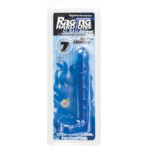 Anal toys with sure footing-Raging Hard Ons Slimline Anal Series 7 Inch Ass Play Ballsy - Blue