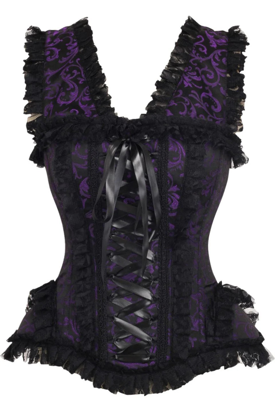 corset with tweed texture-Top Drawer Swirl Brocade Steel Boned Corset