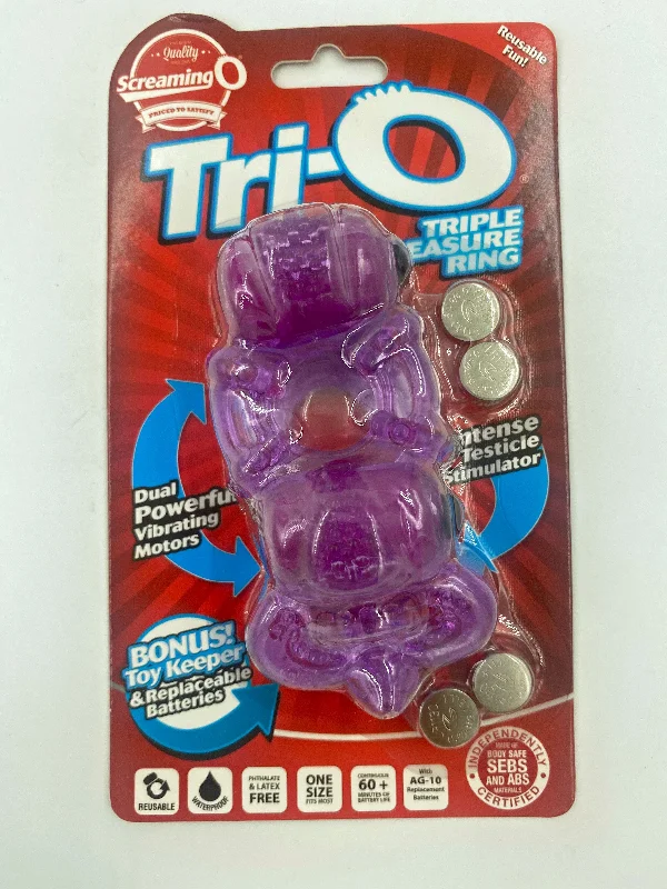 cock ring with non-toxic vibes-Tri-O - Purple- Each