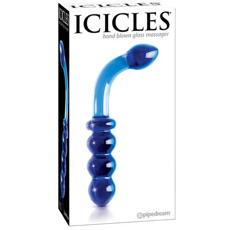 Anal toys for backdoor rub-Pipedream Icicles No. 31 Curved Beaded 7.25 in. Dual-Ended Glass Dildo Blue