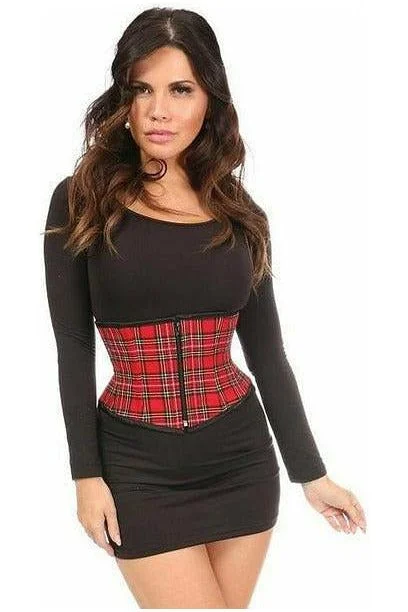 corset top soft mauve-Lavish School Girl Plaid Waist Corset Large