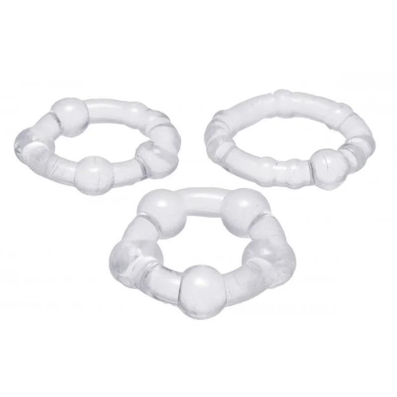 cock ring for solid joy-Trinity For Men Penis Rings Set Of 3 Tpr Clear