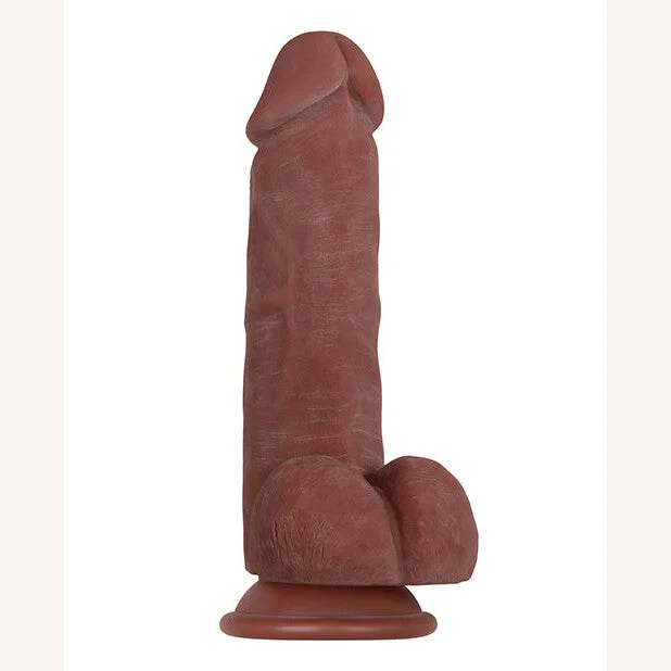 fantasy rubber thin dildo-Real Supple Poseable Girthy 8.5 In Dark