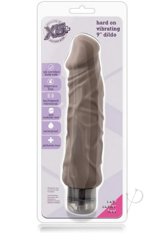 curved glass ribbed dildo-X5 Hard On Vibe 9 Dildo Brown