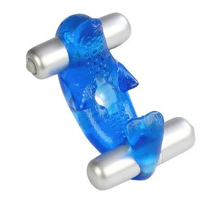 cock ring with grooved finish-Triple Orgasm Erection Enhancer - Blue