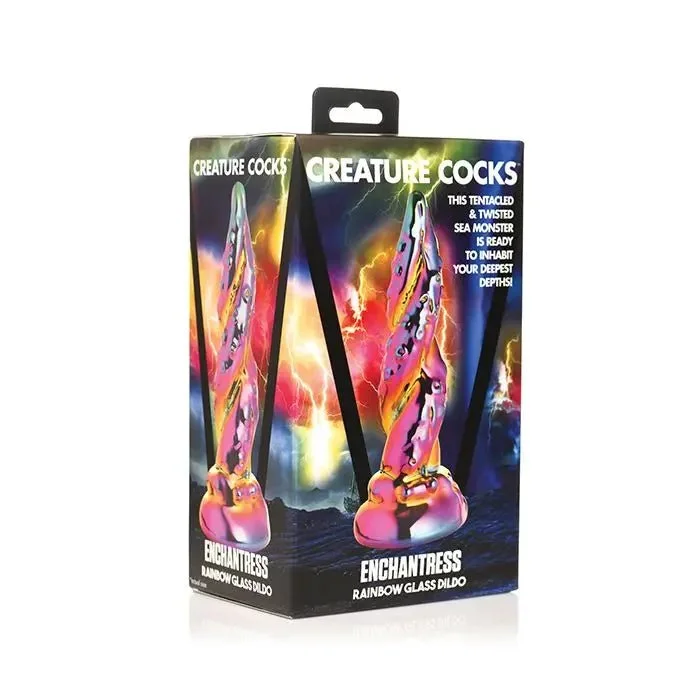 flexible glass fantasy dildo-Creature Cocks Enchantress Rainbow Glass Dildo