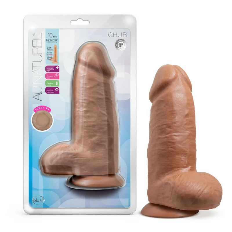 veined glass straight dildo-Au Naturel Chub 10in Dildo Mocha