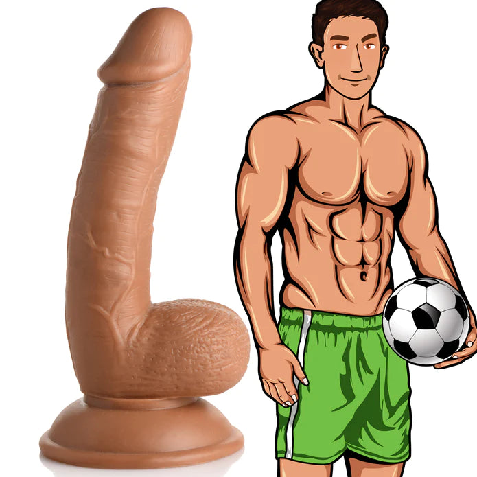 straight silicone ribbed dildo-JOCK Soccer Sam 7" Dildo W/ Balls Medium