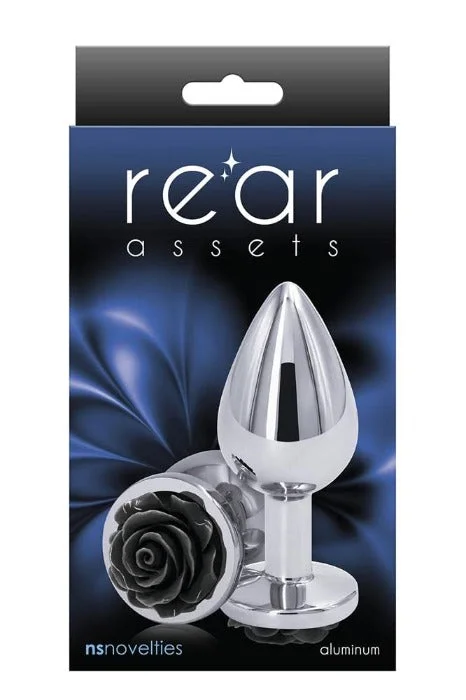 Anal toys for light joy-Rear Assets Rose ''Medium'' -Black Rose/Silver