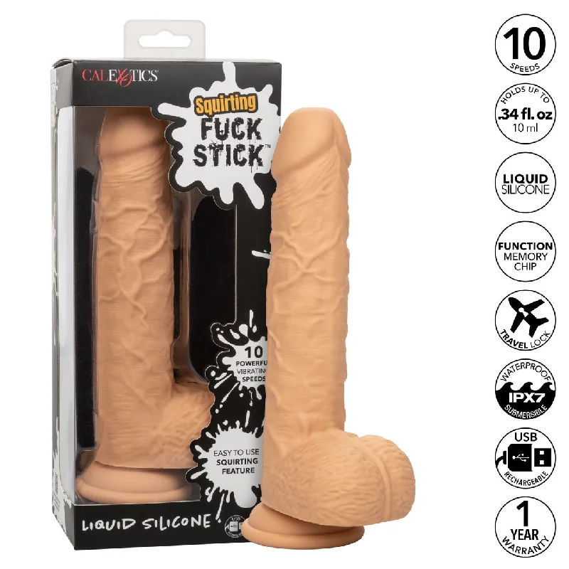 thick rubber black dildo-Squirting Fuck Stick Vibrating Dildo by Cal Exotics