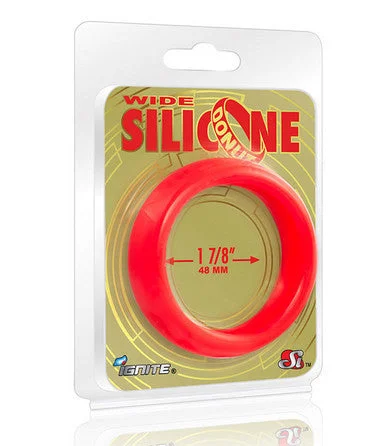 cock ring with tight size-Wide Silicone Donut - Red - 1.88-Inch Diameter