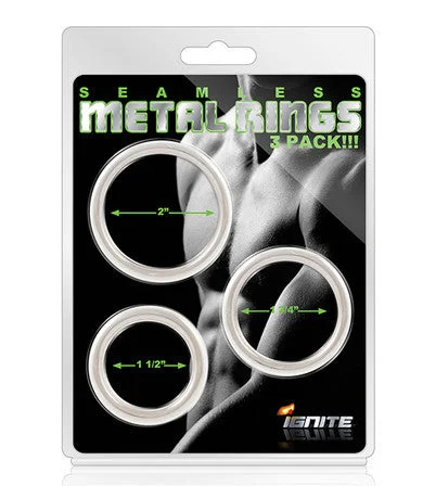 cock ring for even hold-Seamless Metal Rings - 3 Pack