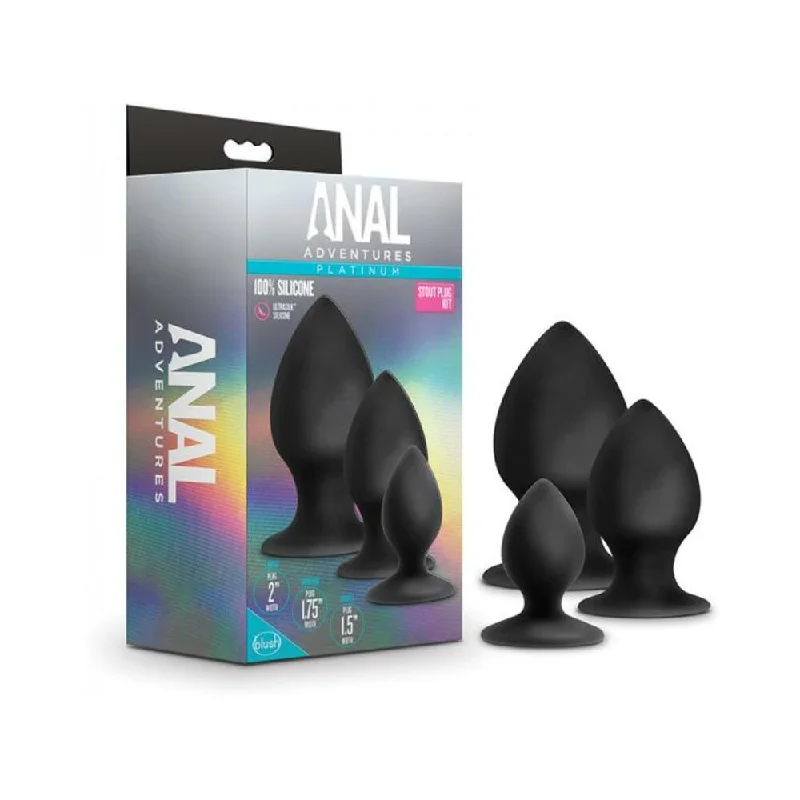 Anal toys for sexy joy-Blush Anal Adventures Platinum Silicone Anal Stout Plug Kit - Black