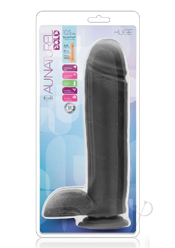 smooth silicone curved dildo-Au Naturel Bold Huge Dildo 10.5 Blk