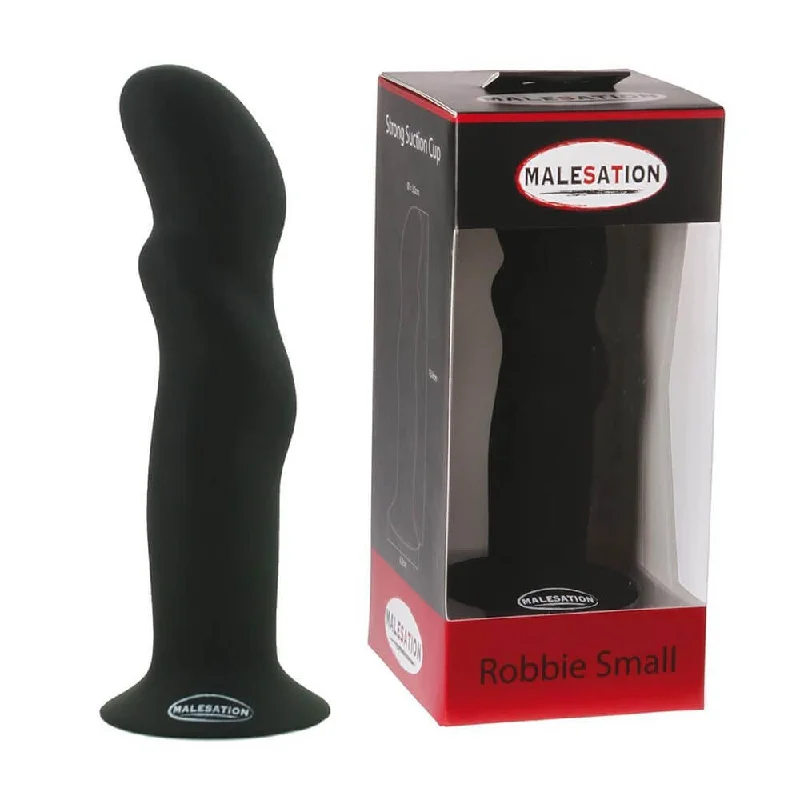 thick silicone black dildo-Malesation Robbie Dildo - Black - Small