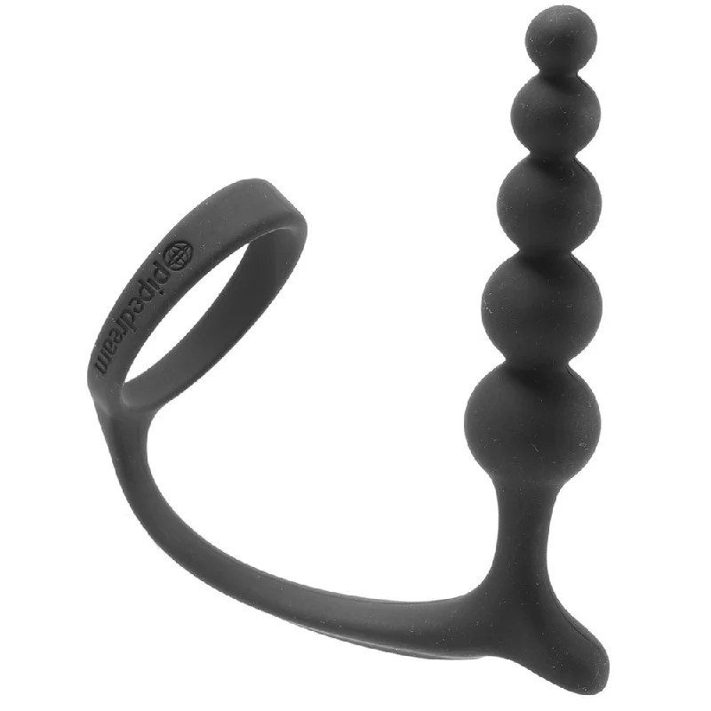 cock ring with latex-free build-Anal Fantasy Ass-Gasm Beaded Cock Ring Plug in Black