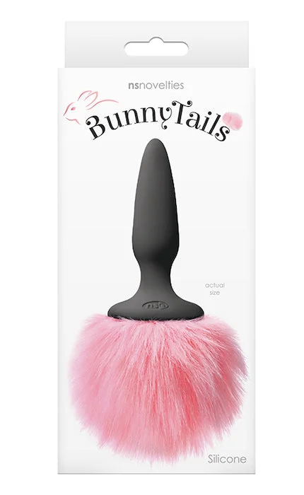 Battery-powered anal toys-Bunny Tails ''Pink Tail'' Blk -Silicone Plug