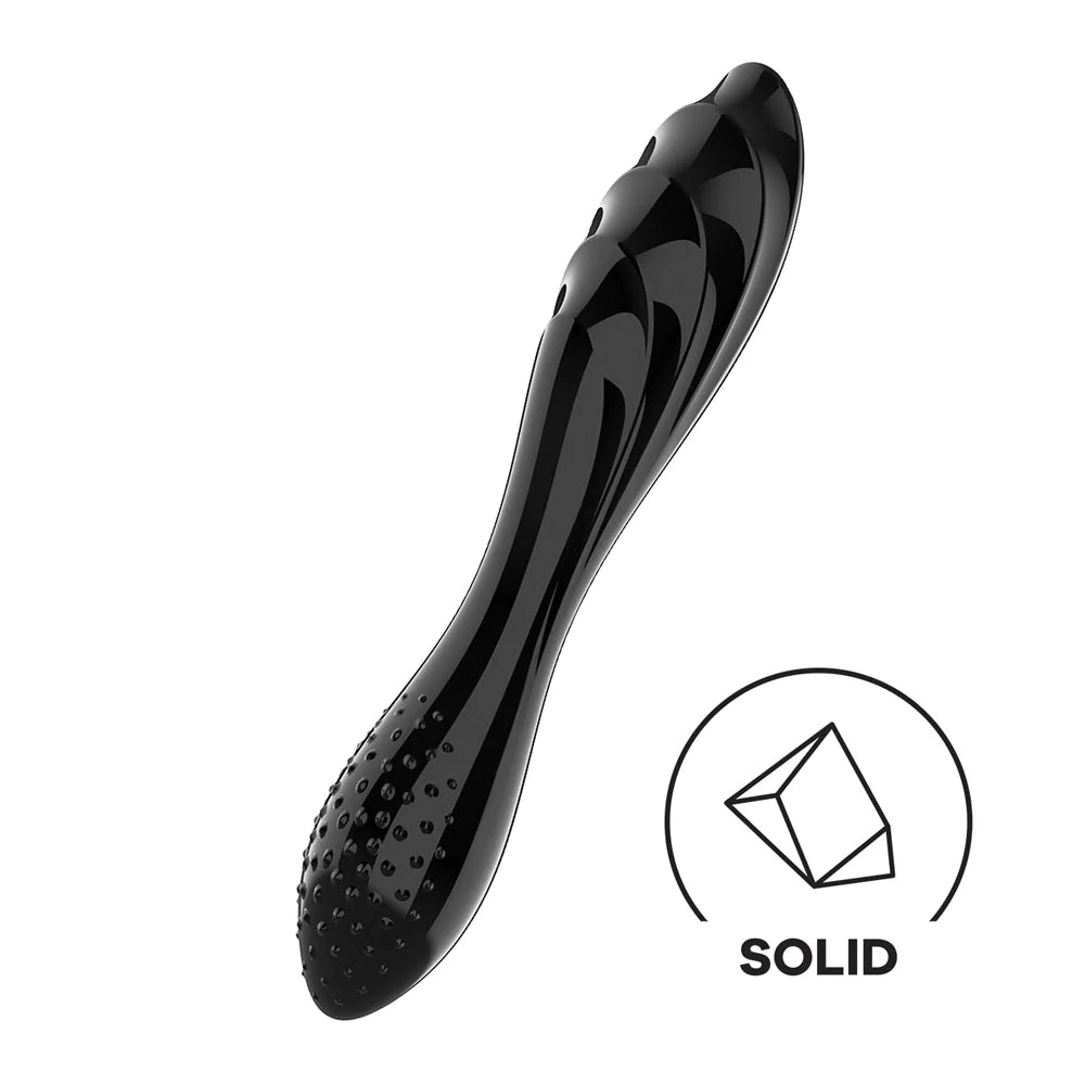 thin rubber smooth dildo-SATISFYER Dazzling Crystal 1 Glass Dildo - Black