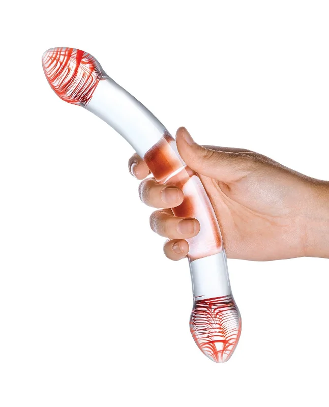 veined silicone thick dildo-Red Head Double Glass Dildo - 8"