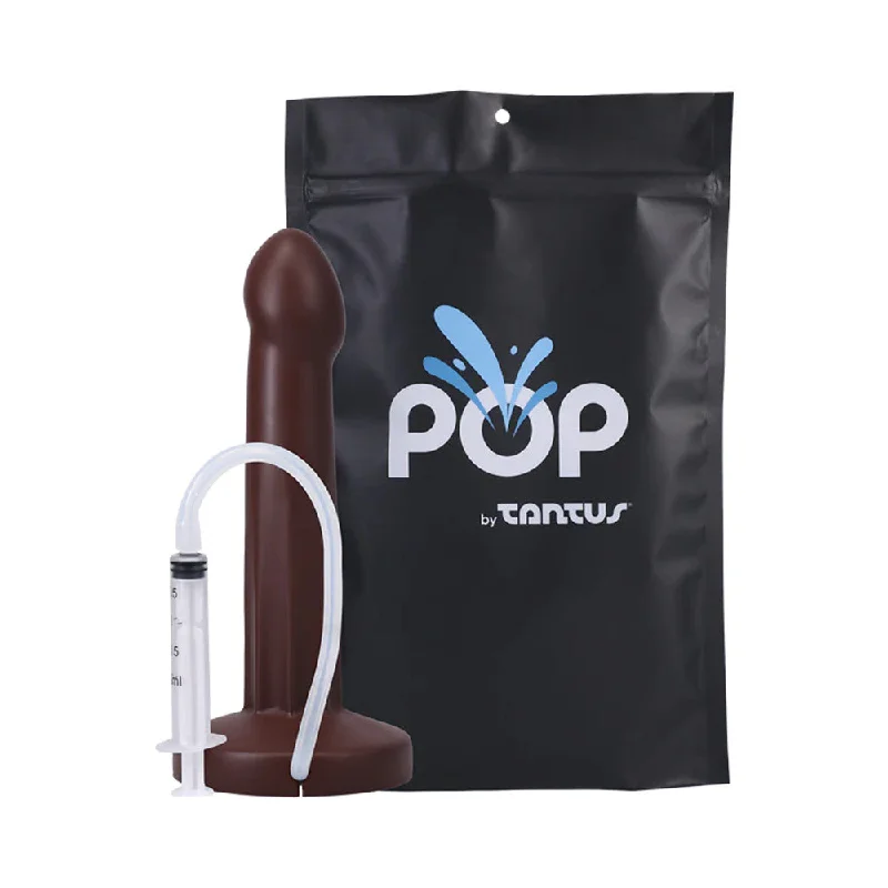 textured rubber lifelike dildo-Tantus POP Squirting Dildo Espresso (Bag)