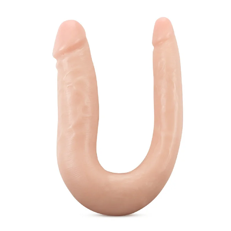 smooth silicone veined dildo-Dr Skin Mini Double Dong Vanilla