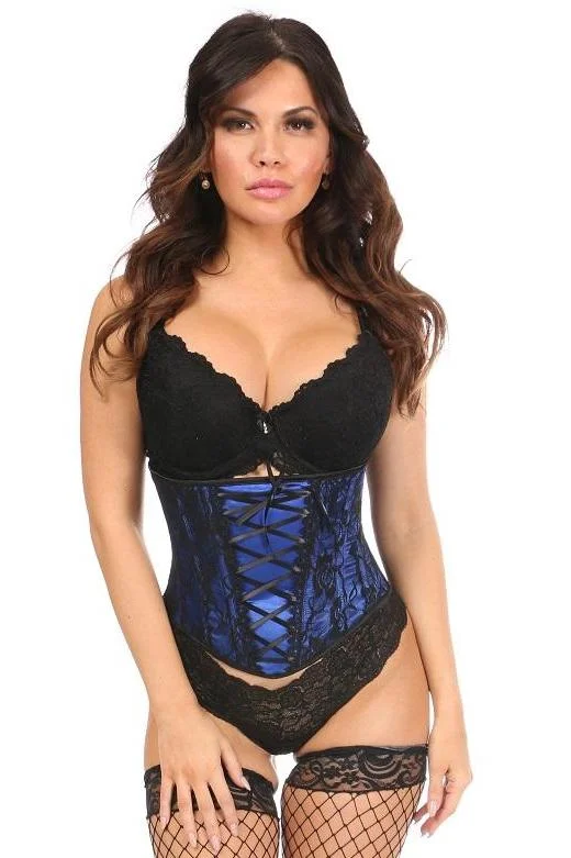 corset top soft mauve-Lavish Blue Lace-Up Underbust Corset w/Black Lace