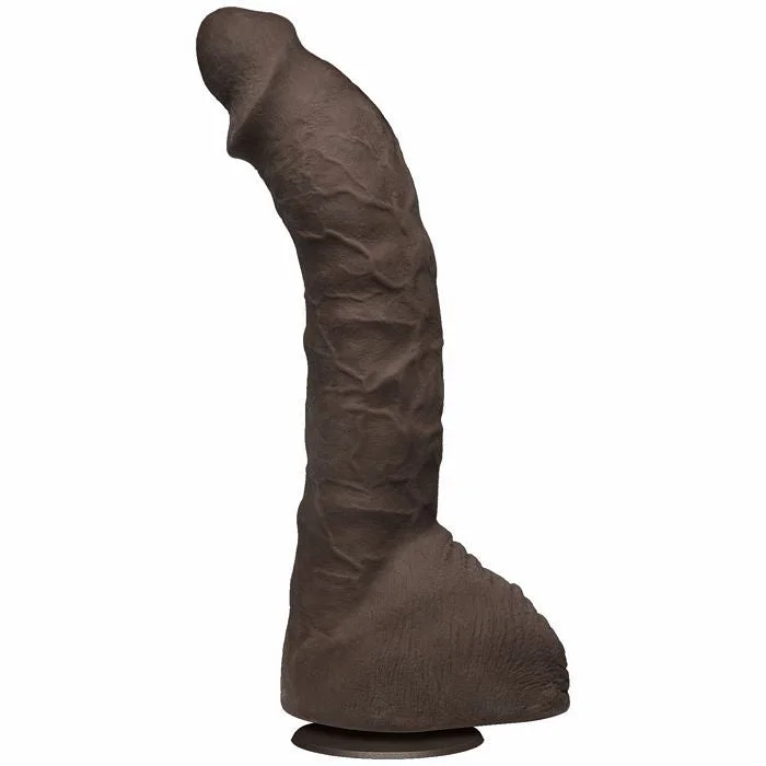 textured rubber straight dildo-Prince Yahshua Ultra Skyn 10.5 Chocolate