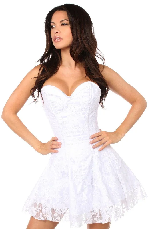 corset dress ruby lace-Lavish White Lace Corset Dress