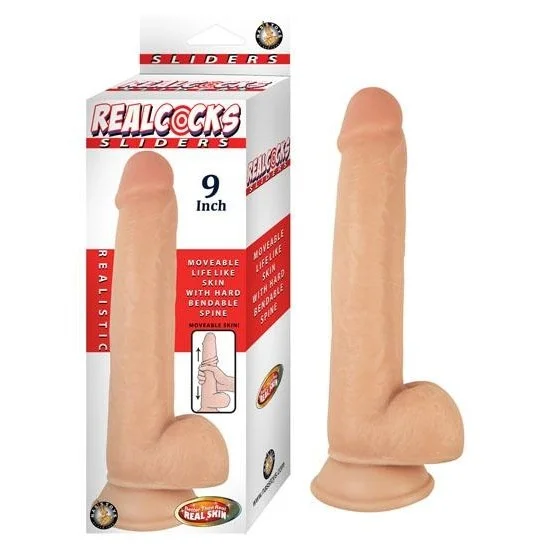 textured silicone pink dildo-Realcocks Sliders 9in Flesh