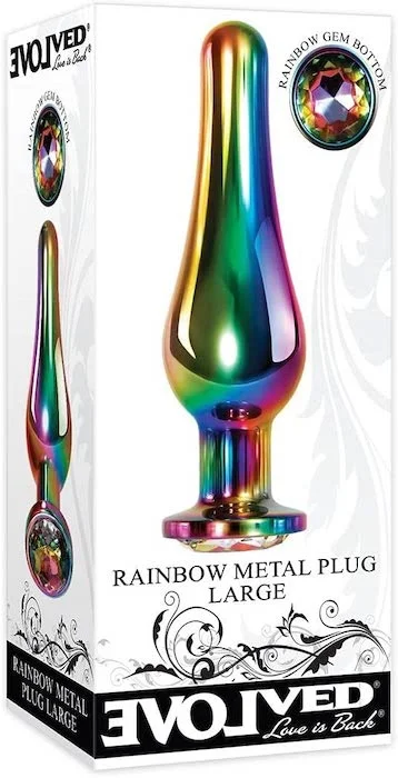 Designer anal toys lines-Evolved ''Rainbow'' Metal Gem Plug -Lg