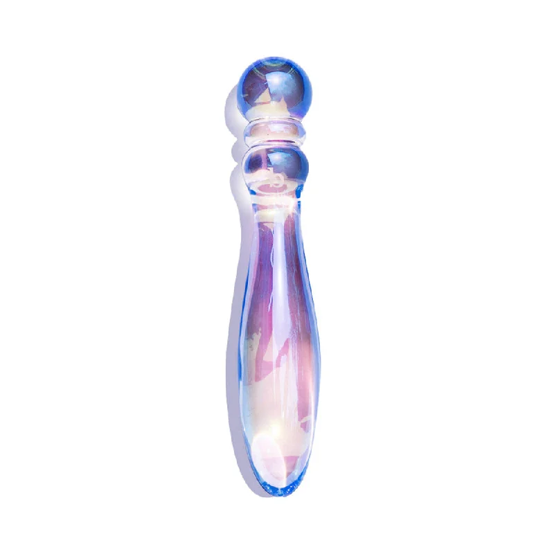 ribbed rubber straight dildo-Cecii Beaded Glass Dildo by Biird