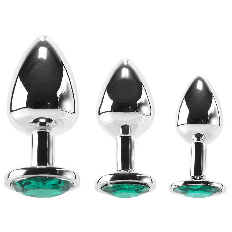 Anal toys with luxe coat-Booty Sparks Emerald Gem Anal Plug Set