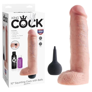 smooth rubber violet dildo-King Cock Squirting Cock With Balls Realistic Dildo 10" by Pipedream Products®