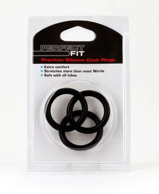 cock ring for steady joy-Premium Silicone Cockrings  - Xl 3-pack - Black