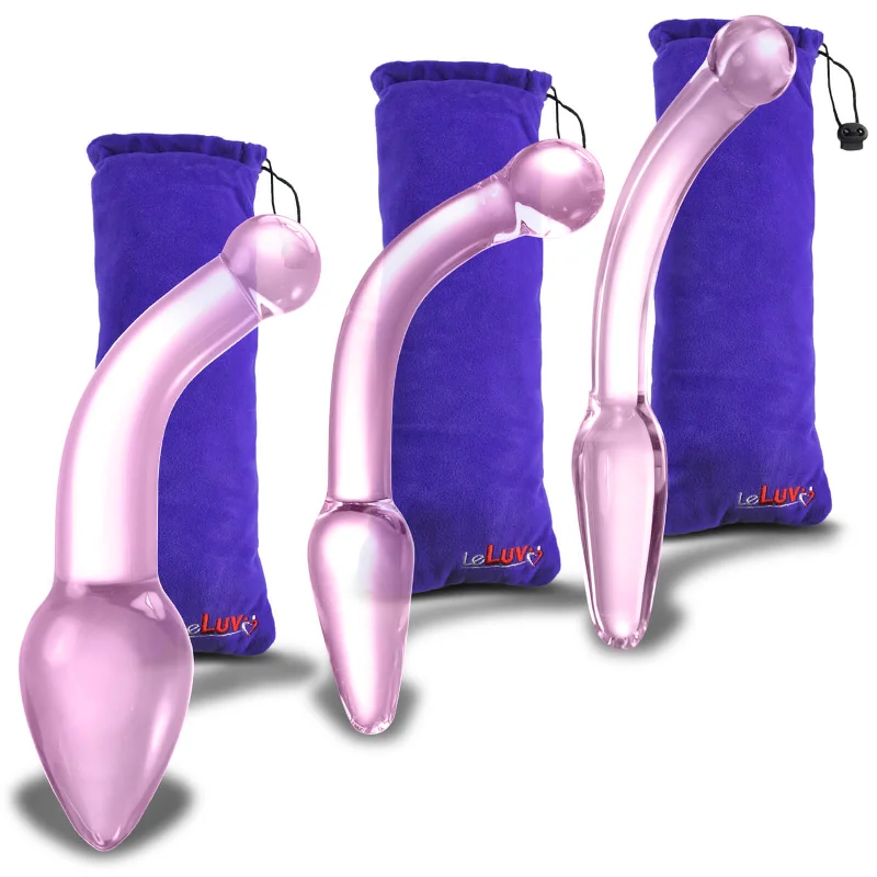 Anal toys for flirty fun-LeLuv Glass Bent Handle Wand G-Spot or Prostate Massager