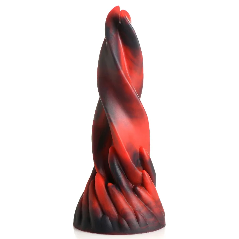 thick glass smooth dildo-Hell Kiss Twisted Tongues Silicone Dildo - Red