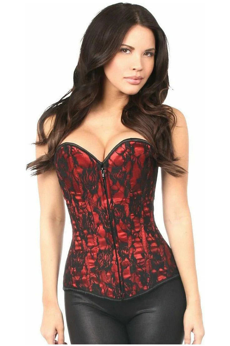 corset dress for festivity-Lavish Lace Front Zipper Corset