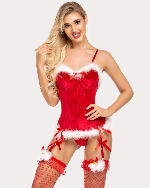 corset with side inserts-Santa Costume Bustier Corset Top