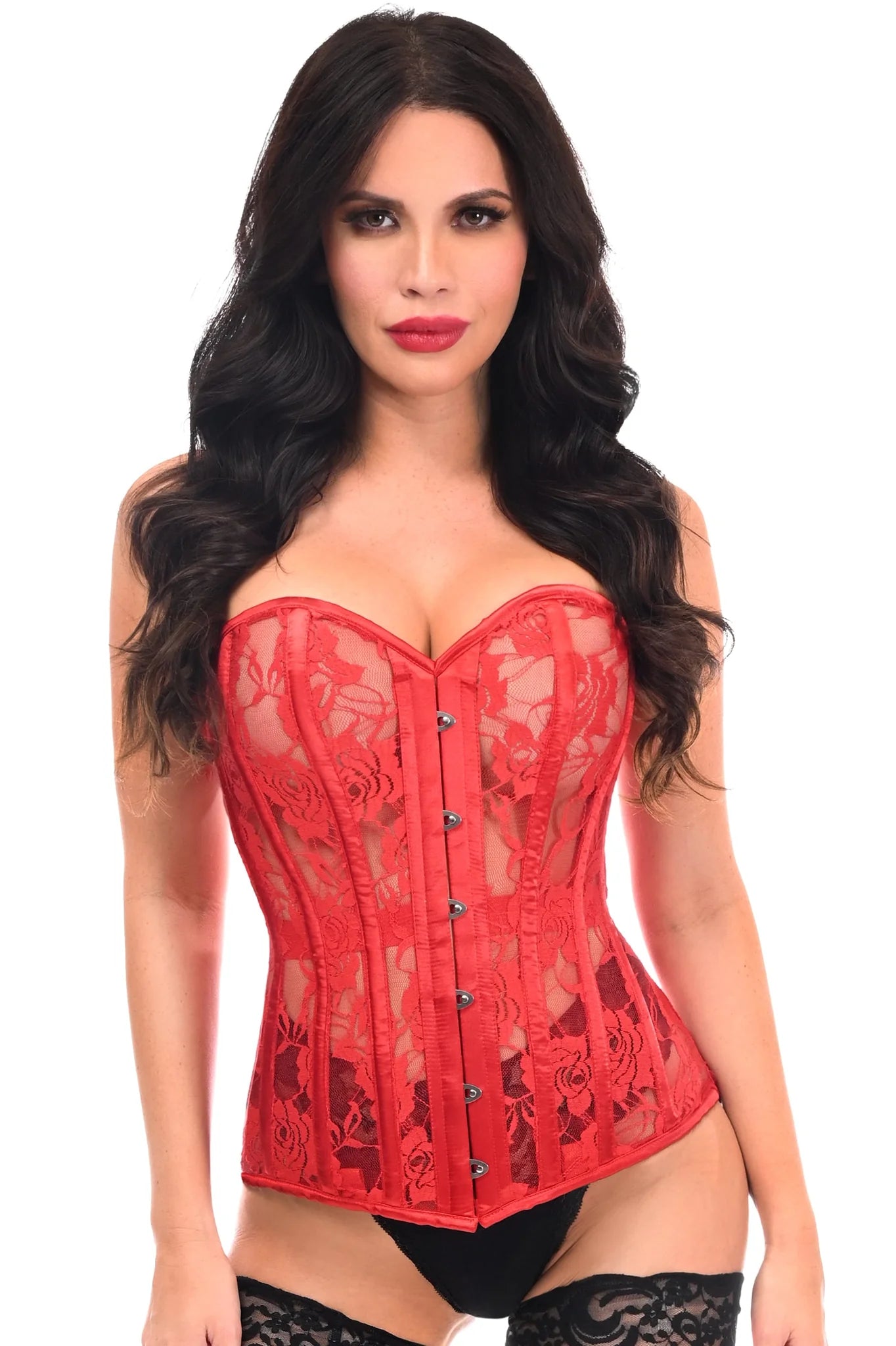 corset for 1930s theme-Lavish Sheer Lace Over Bust Corset