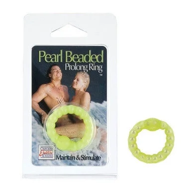 cock ring for sexy fun-Pearl Beaded Prolong Ring - Green