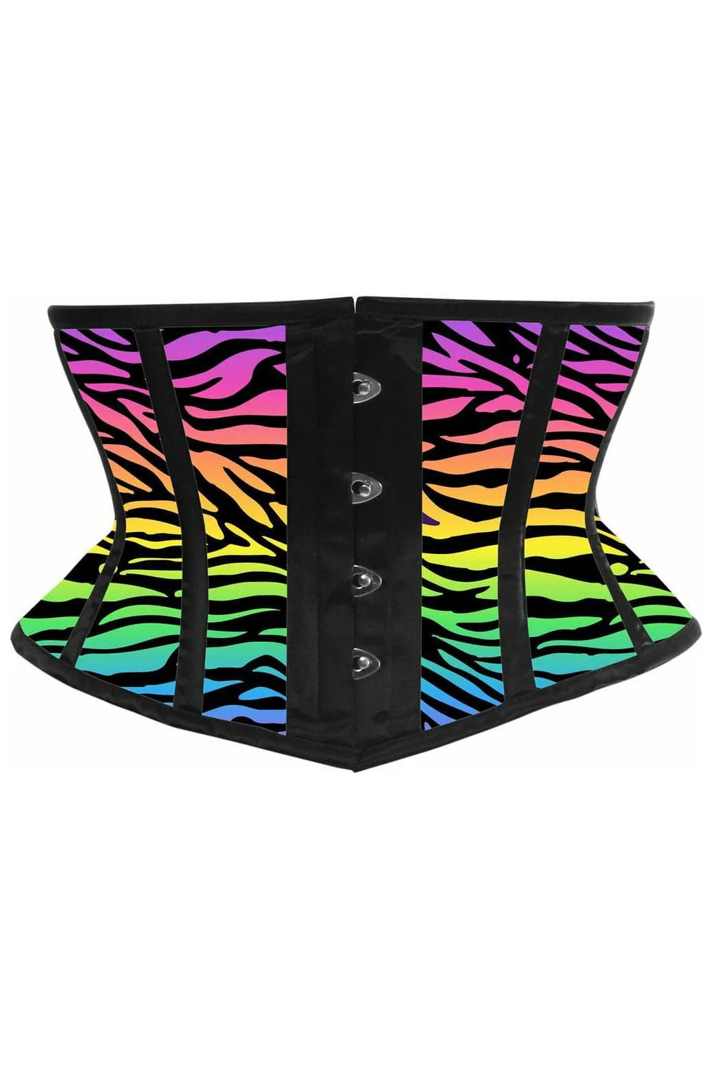 corset top with lace ties-Neon Zebra Waist Corset