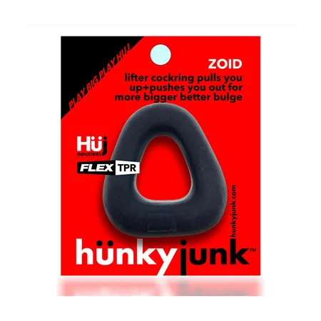 cock ring for reliable vibes-Hunkyjunk Zoid Trapezoid Lifter Cockring Tar Ice